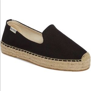 Soludos Black Platform Smoking Slipper Espadrille Flats Shoes 8